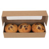 Pack x 25 Cardboard 3 Muffin Kraft Boxes 235 x 80 x 50mm