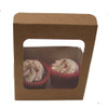 Small Kraft Twin Cupcake Bakery Box with Window 125x 77 x 72mm ( see qty options )