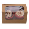 Small Kraft Twin Cupcake Bakery Box with Window 125x 77 x 72mm ( see qty options )