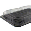 Pack of 2 Extra Large 550 x 370 x 80mm Black base & Clear Lid Platters