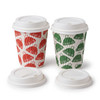 8oz / 9oz Festive Red & Green Double Wall Christmas Paper Cups with Lids | Insulated Winter Coffee Cups & Lids Combo