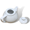 PORLAND Professional Quality 14oz White Porcelain Tea Pot, Ceramic Breakfast Tableware Teapot