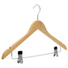 Wooden Coat Hanger with Clips, 44cm, Natural Wood Each