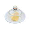 Round White butter Dish with Glass Lid