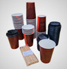 Pack x 50 Disposable Paper Coffee Cups and Lids 10oz 'Latina design'