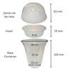 Pack x 50 12oz Round Clear Twin Compartment Cup, insert and Dome lid