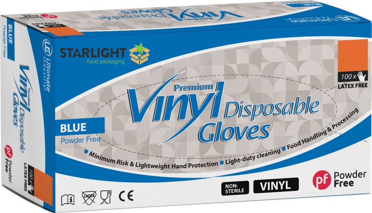 Blue Vinyl Powded disposable gloves