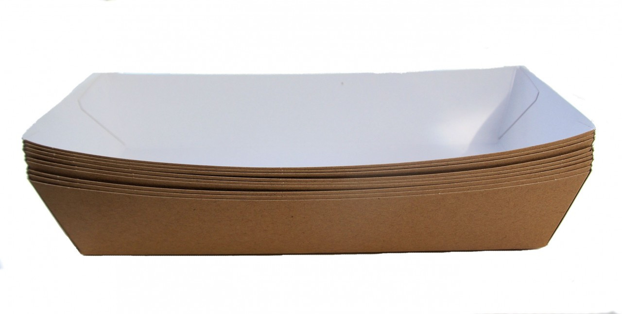 Case x 250 Large Waxed Lined Cardboard food trays 260 x 150 x 45mm