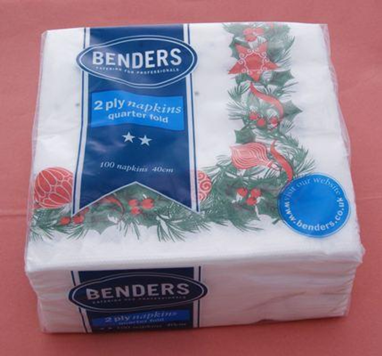 Napkin (Xmas Garland white) 2 ply 100 per pk 40x40cm