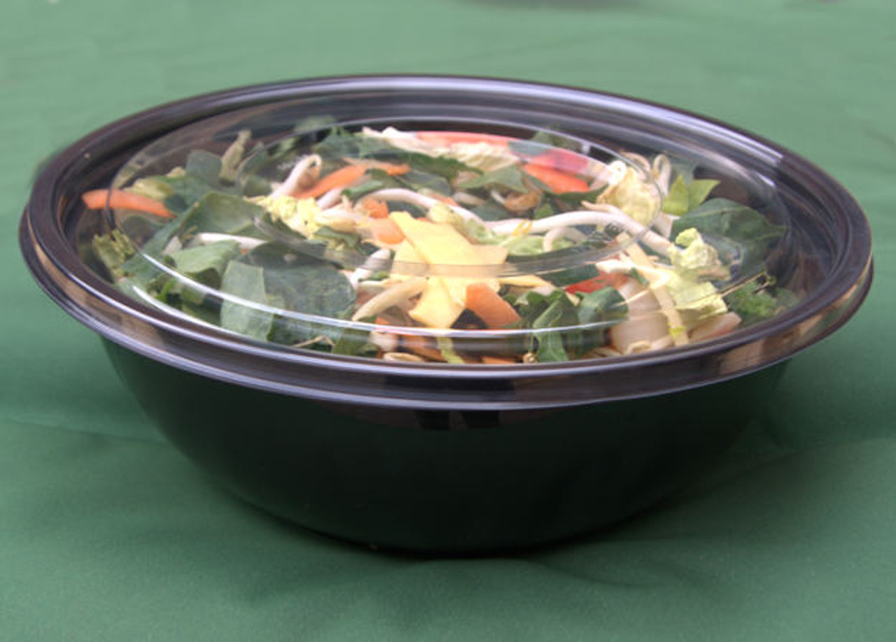 Large Black Crystal Classic 1400ml SaLad Bowl and Lid 250mm dia 80mm depth