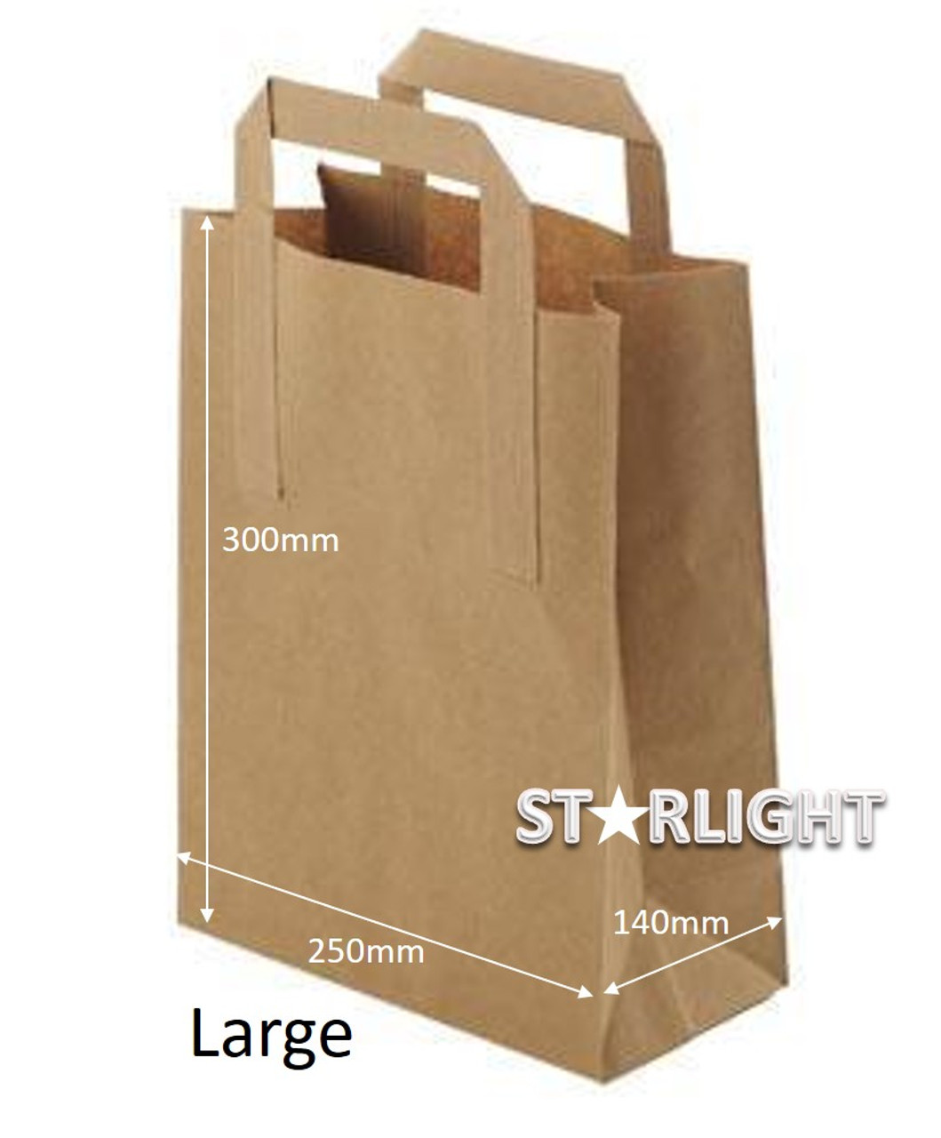 Pack of 50 Brown Kraft Paper Takeaway Carrier Bag  Large 10"x 15.5"x 12" 