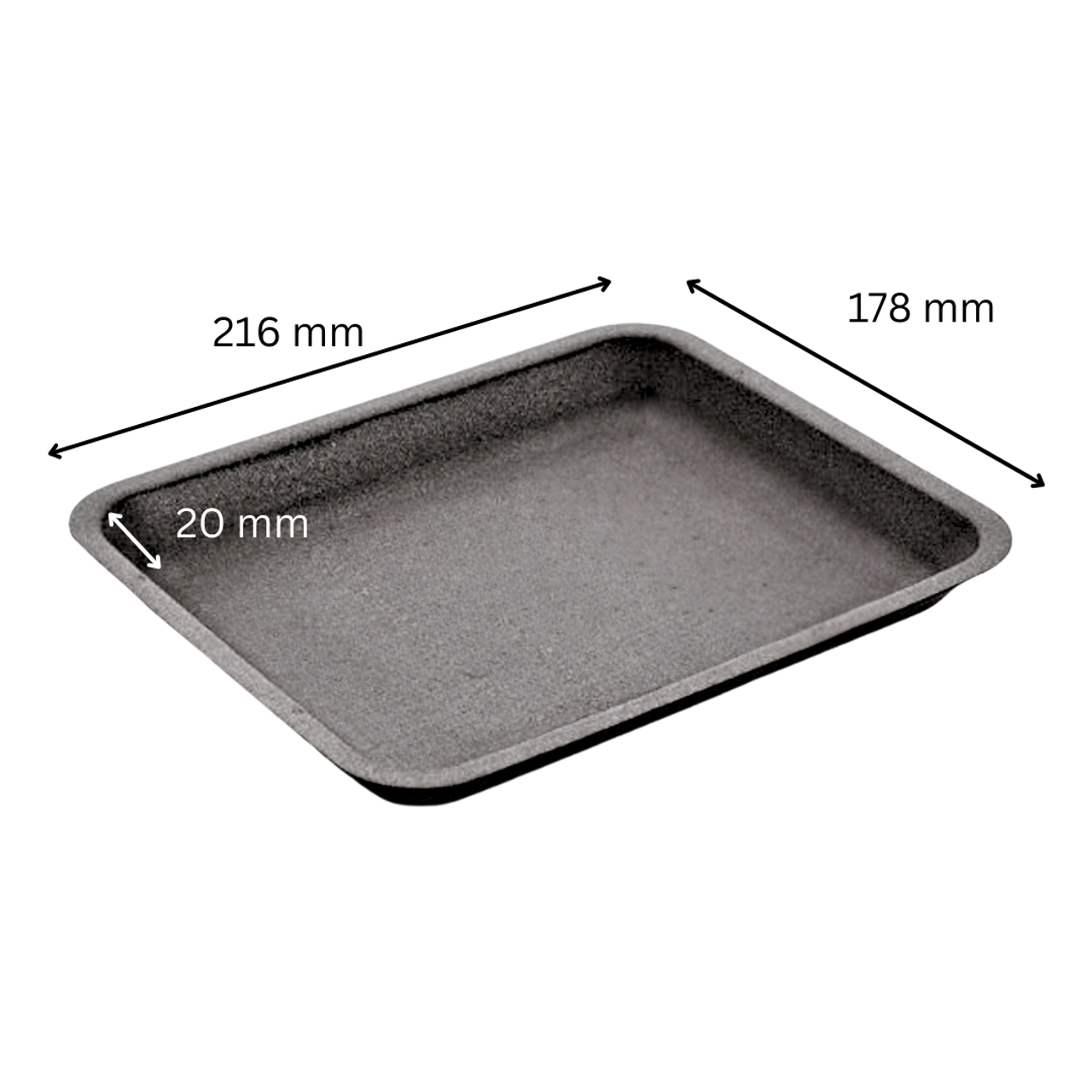 Pack x 500 D14 Black eps  trays (216 x 178 x 20mm)