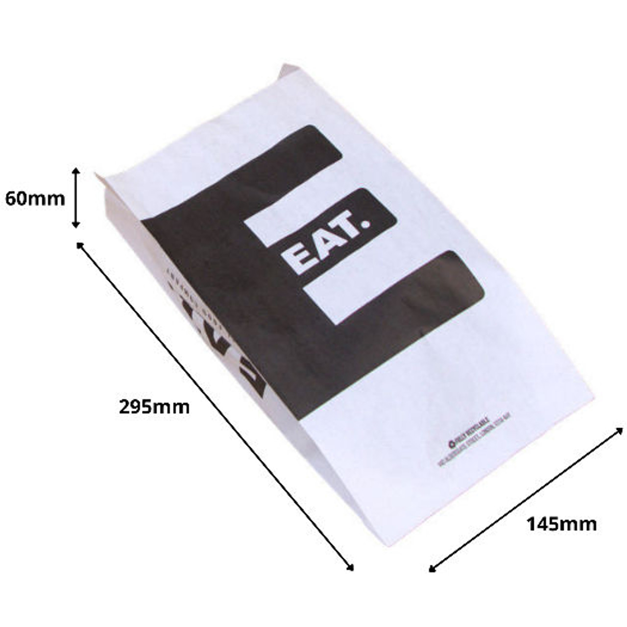 1,000 - 6"x 8.5"x 11.5" white grease resistant paper bags Printed EAT