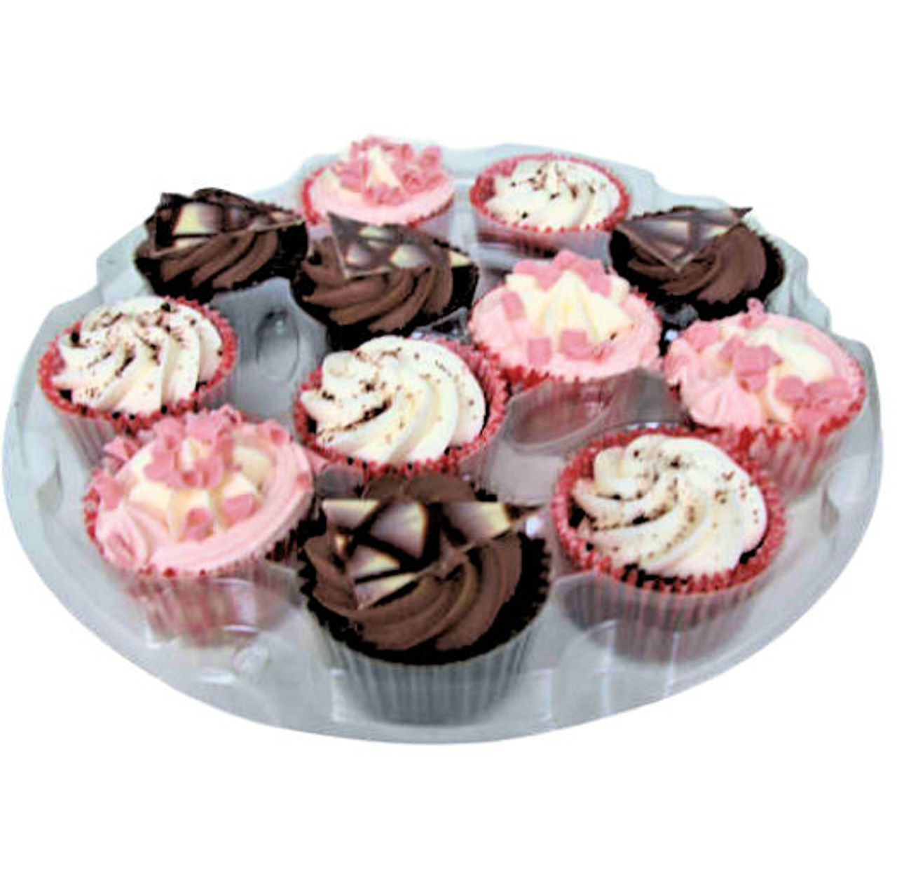 Pack x 5 12 Cupcake Clear Platter base and Lid
