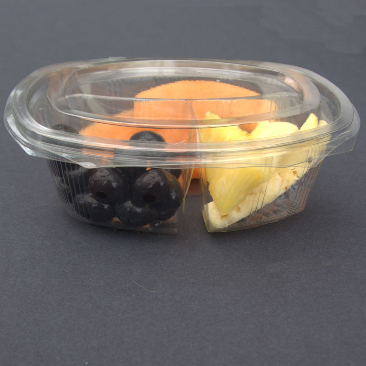 1,000ml 3 Compartment Quality Hinged Lid Salad Container