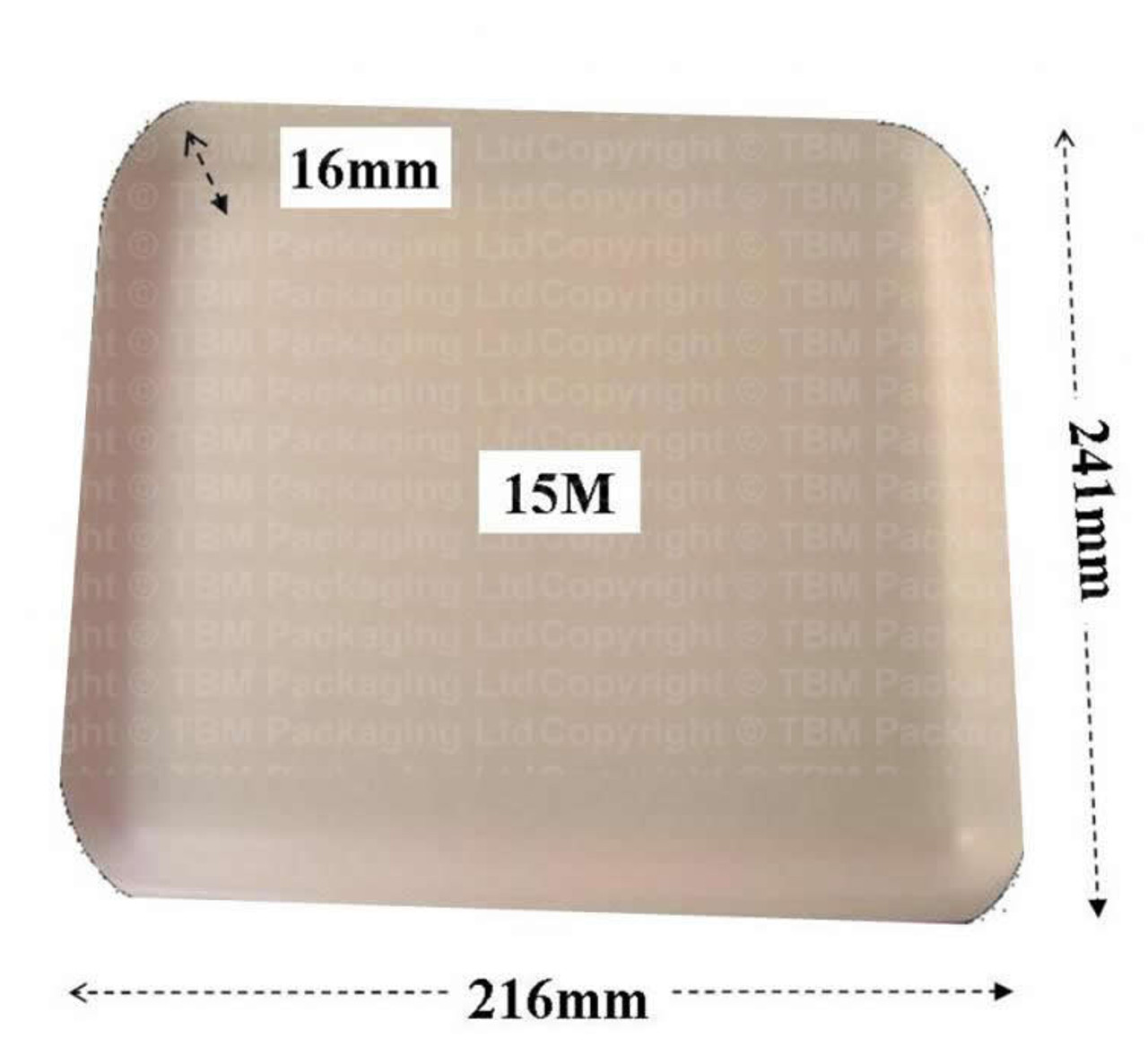 250 - M15 white eps trays ( 216 x 241 x 16mm )