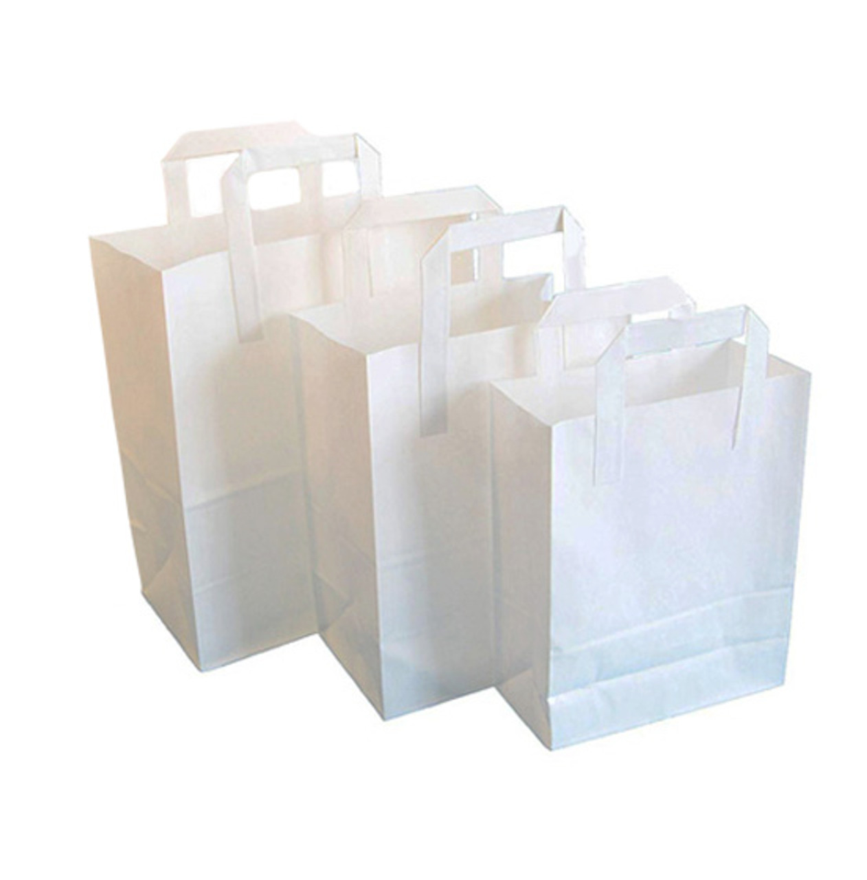 White Paper Takeaway Carrier Bag  Small 7"x 10"x 81/2" Pack of 50