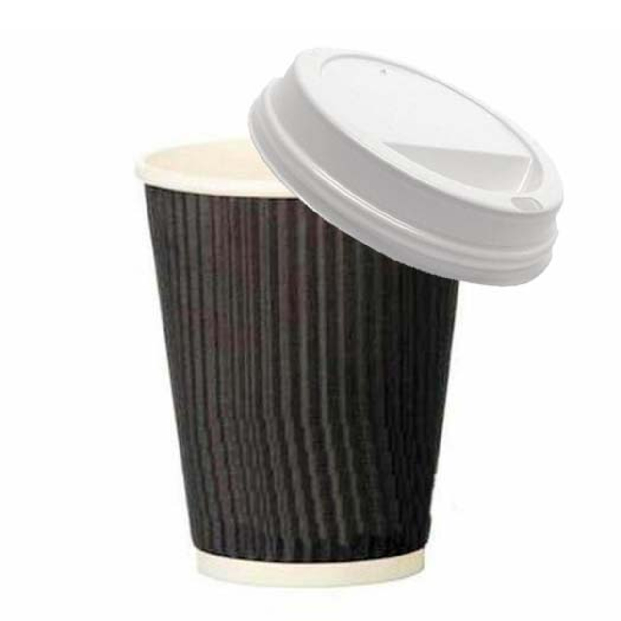 12oz / 34cl Black Ripple Hot Cups with sip thro Lid