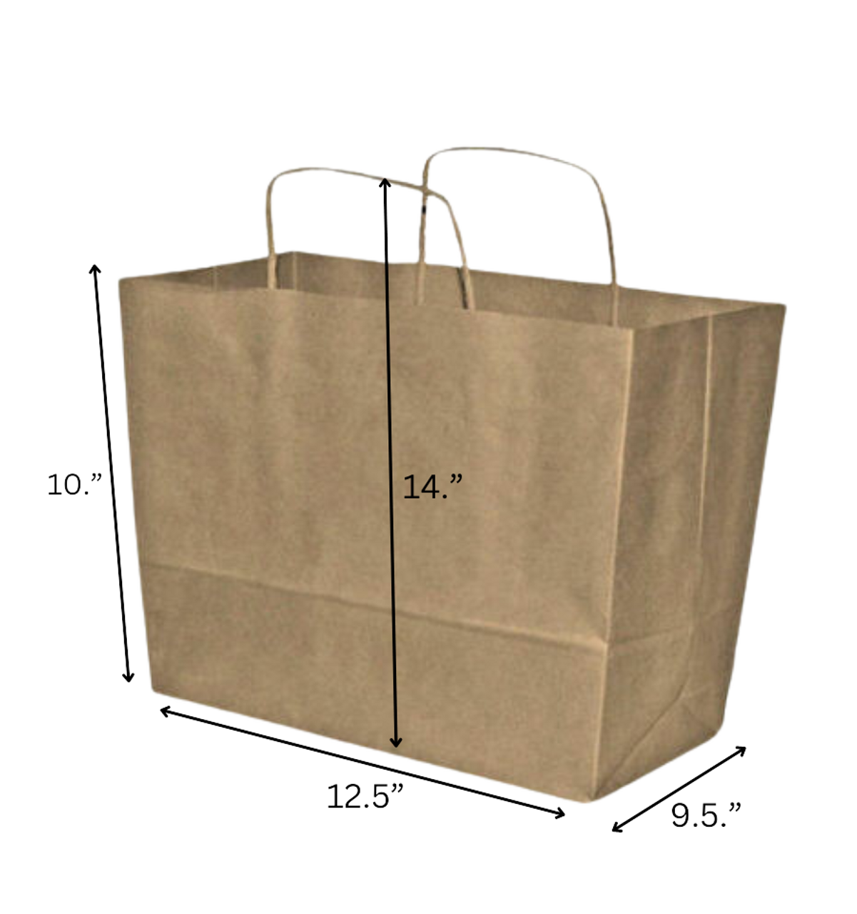  Brown Kraft Paper Takeaway Carrier Bag Extra Wide Twist Handle 310mm Width x 240mm Base x 255mm Height including handle 360mm  ( see qty options )