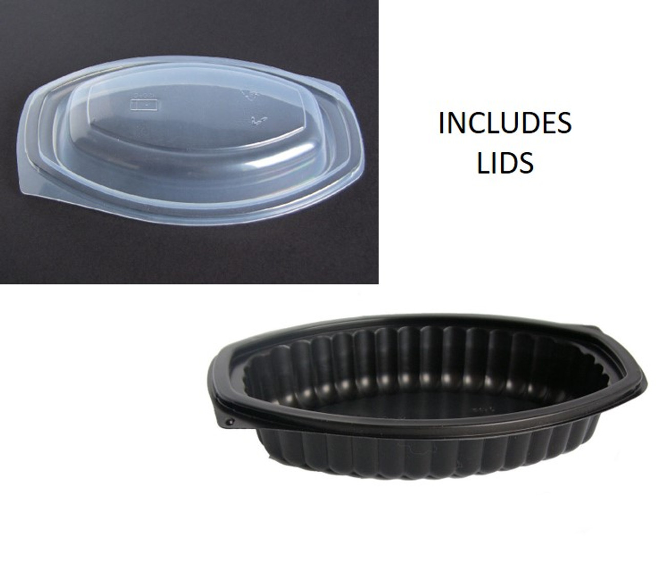 Pack x 25 16oz Black Microwaveable Platter Depth 34mm  INCLUDES LIDS