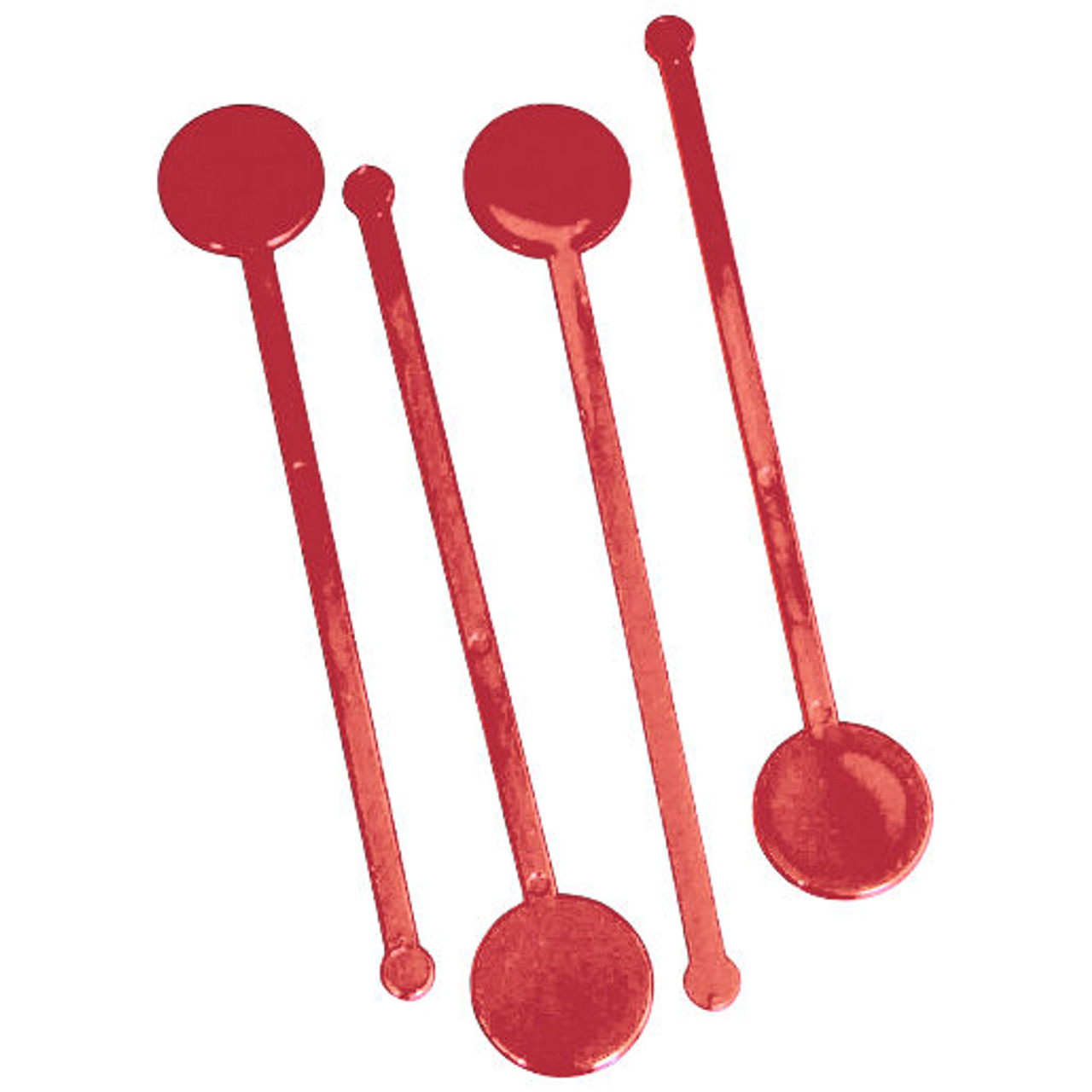 6" Disc Red Cocktail Stirrers Swizzle Sticks 50 Pack