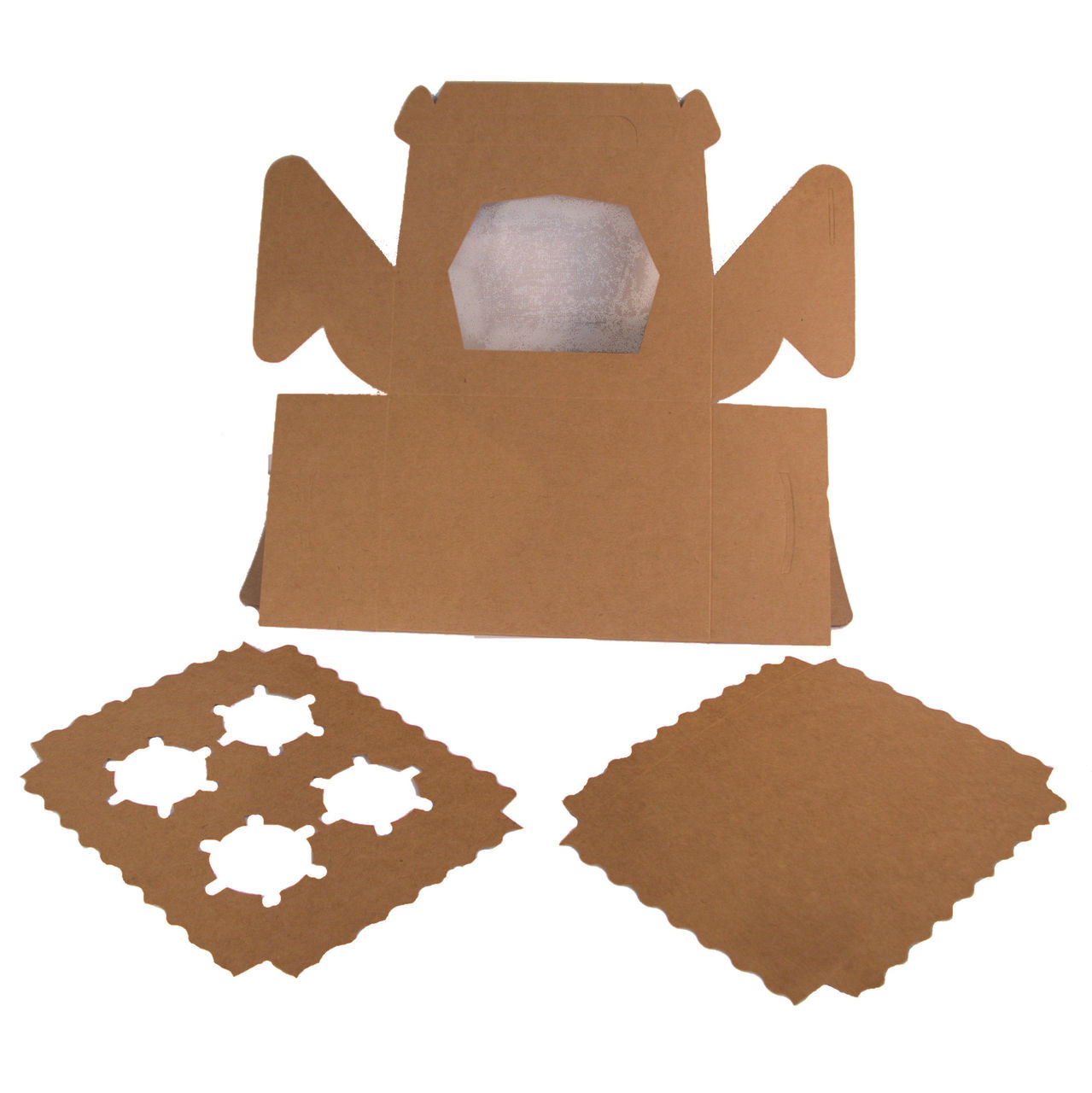 Pack x 20 4 cupcake Cardboard Brown Cake box with window