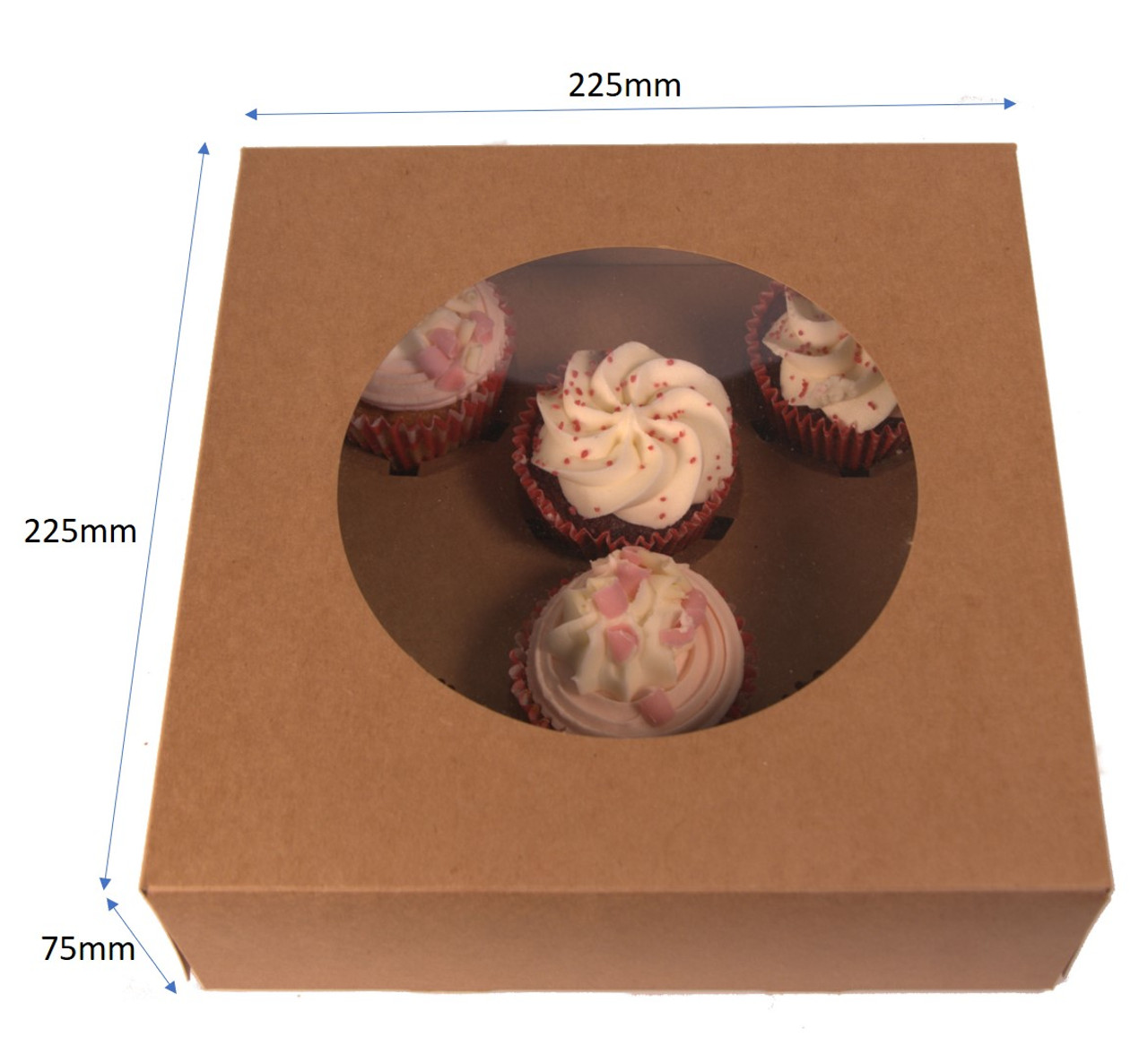 Pack x 50 6 cupcake Cardboard Brown Cake box with window