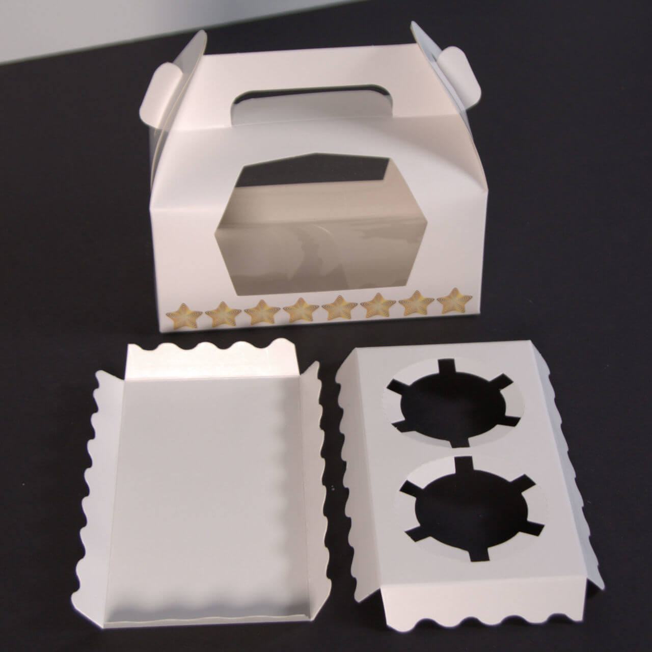 Pack x 10  Twin  Cardboard White Cupcake Boxes