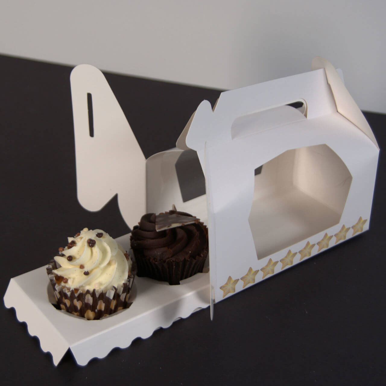 Pack x 10  Twin  Cardboard White Cupcake Boxes