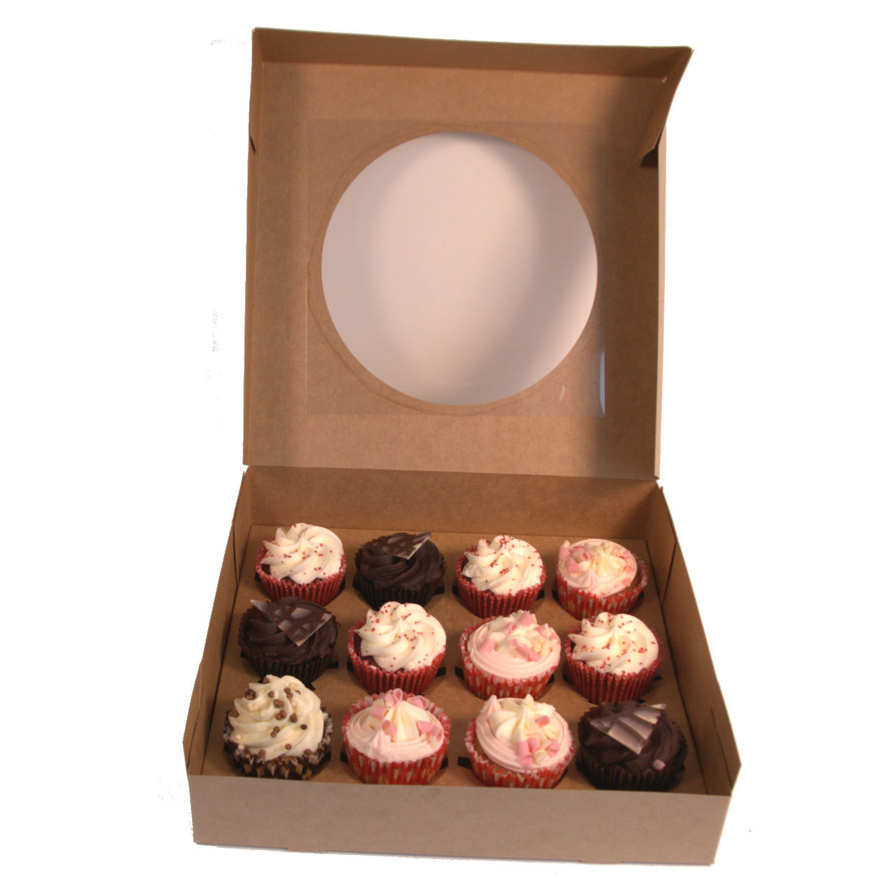 Pack X 5 Cardboard 12 Cupcake Box Kraft With Window 300 X 300 X 75mm Starlight Packaging Pack X 5 Cardboard 12 Cupcake Box Kraft With Window 300 X 300 X 75mm Starlight Packaging