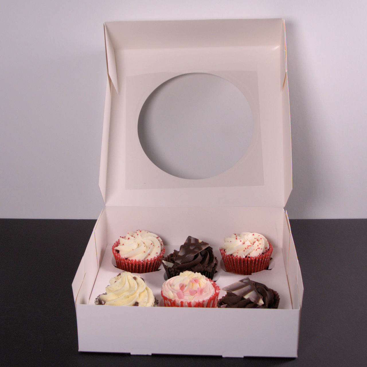 Pack x 50 6 cupcake Cardboard White Cake box with window