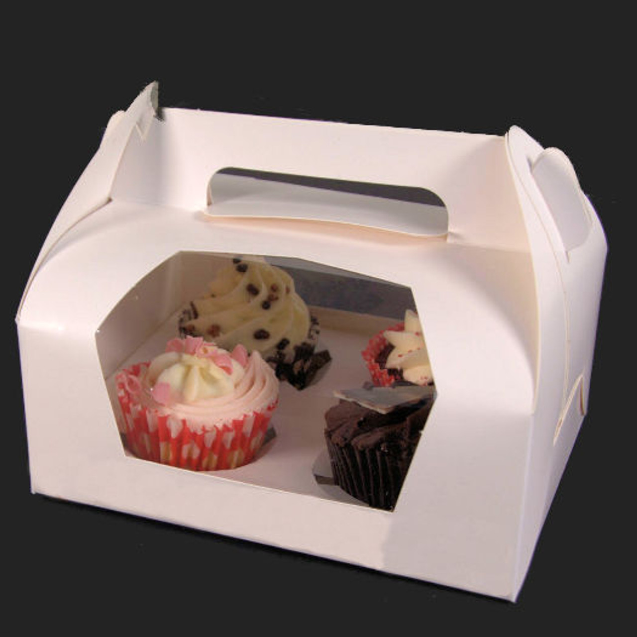 Pack x 50 4 cupcake Cardboard White Cake box with window