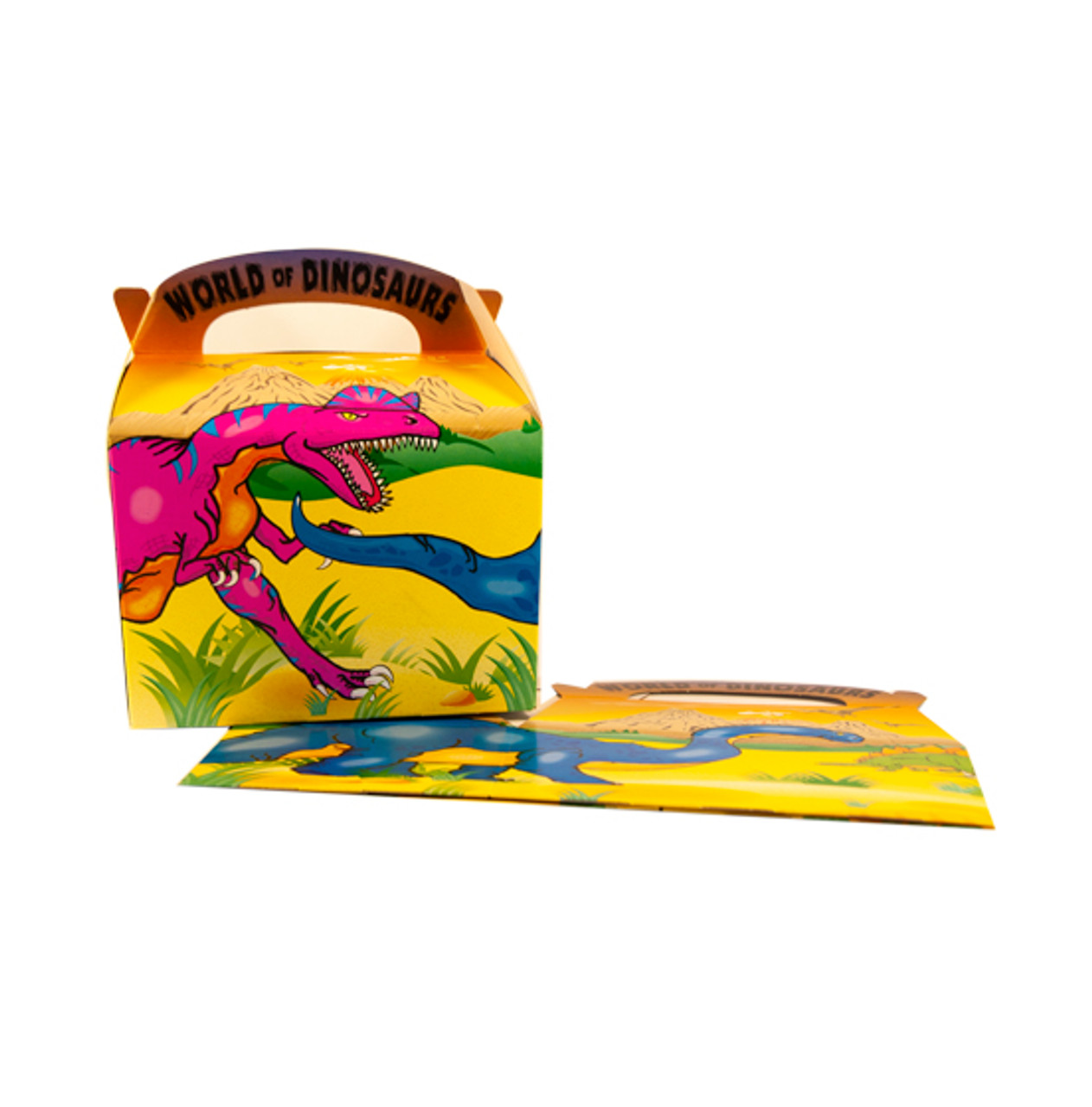 Pack x 10 Childrens Cardboard meal boxes printed Dinósaurs