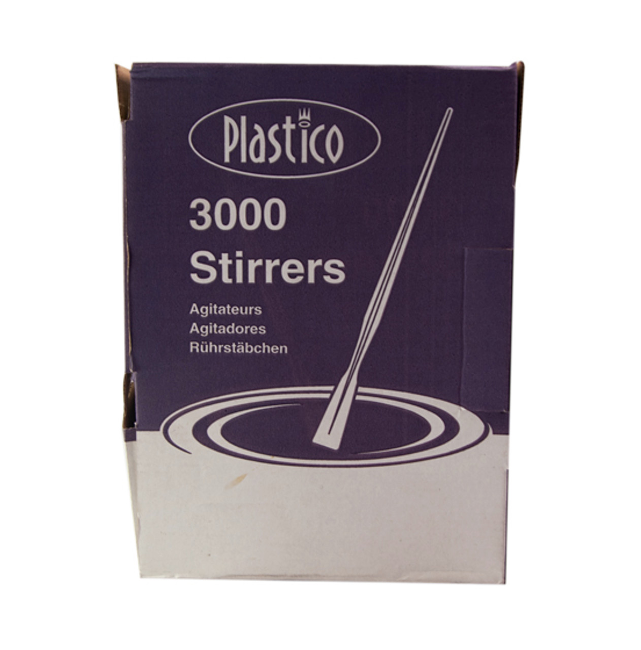 Dispenser Box 3,000 Plastic Tea Stirrers 4.5" 115mm