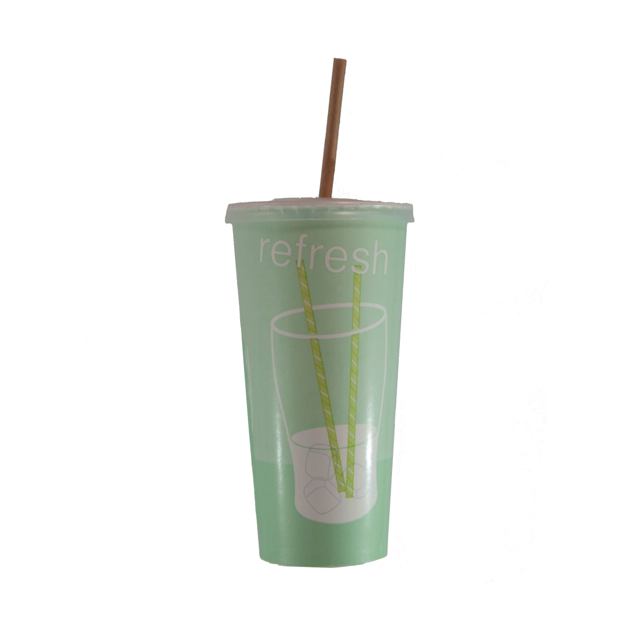 Disposable Large Paper Cup with Lids Straws Cool Milkshake Cold