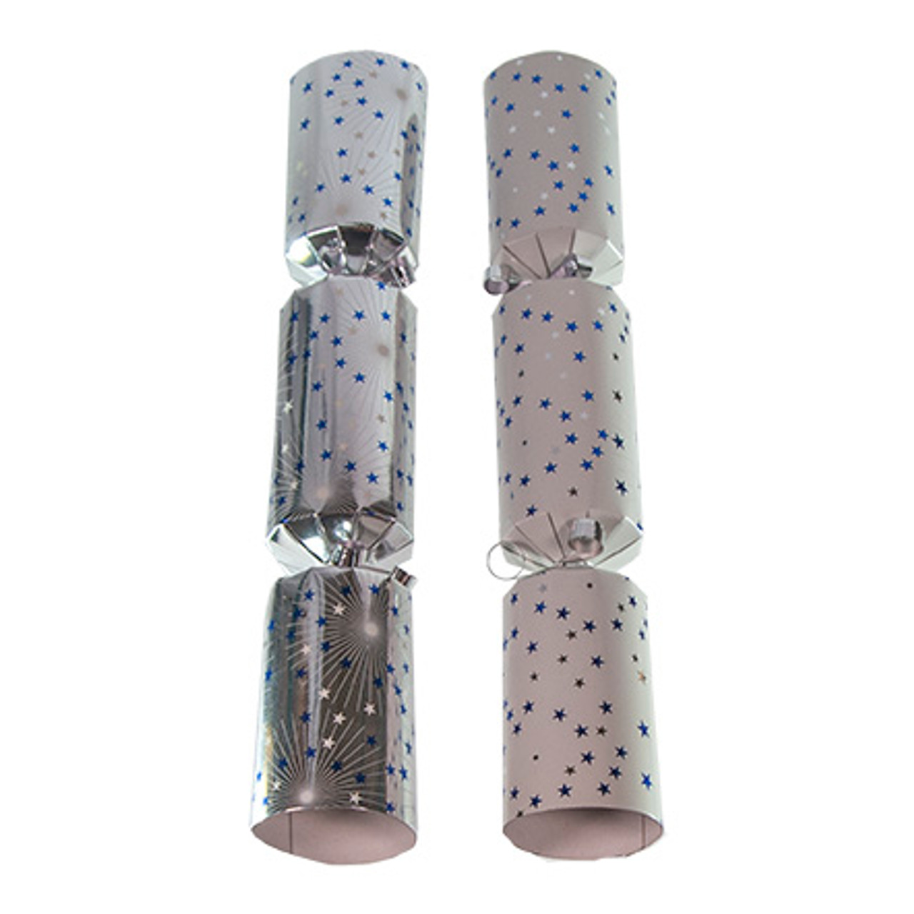 Pack x 10 11" Swantex Christmas Crackers Silver, blue & white Starburst 