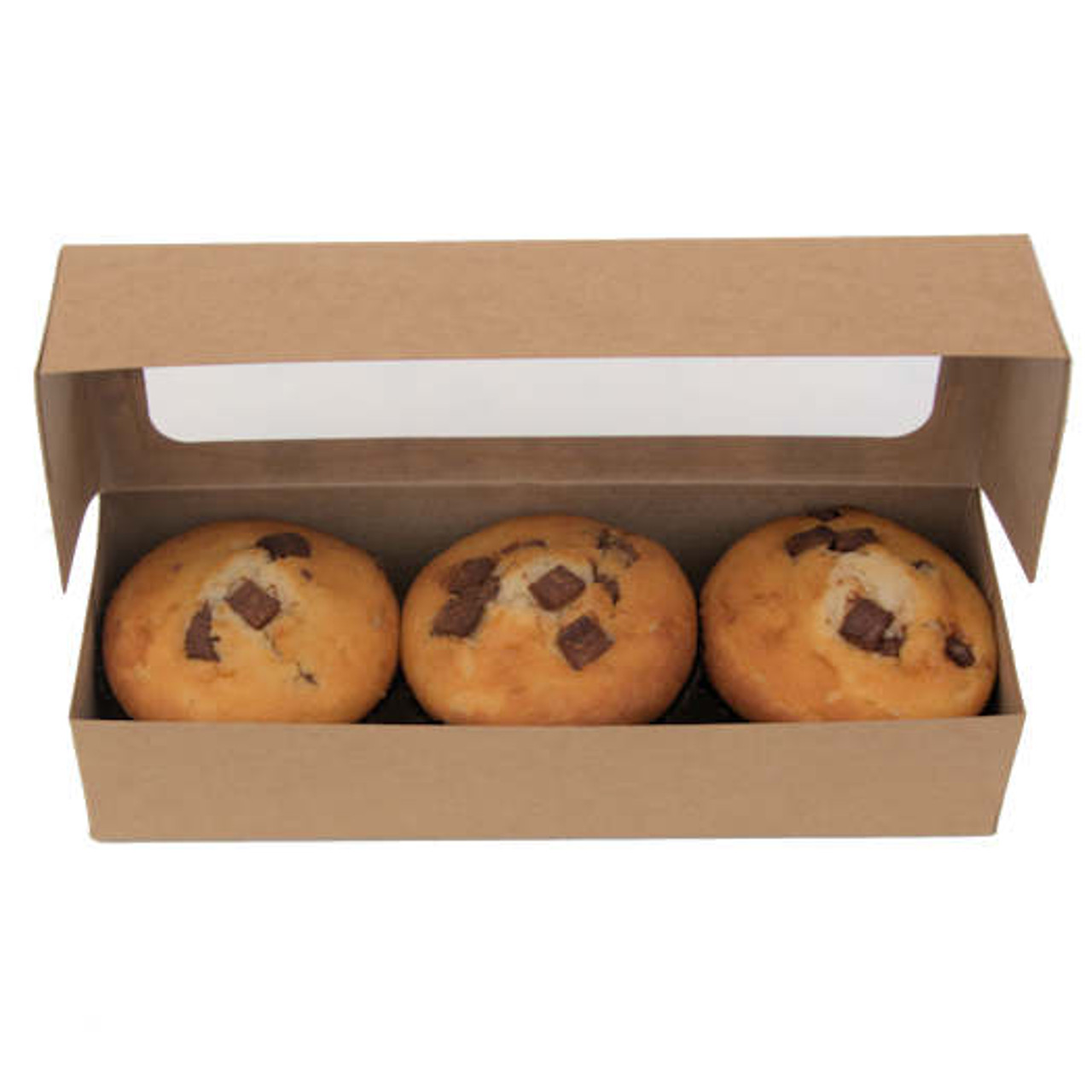 Pack x 25 Cardboard 3 Muffin Kraft Boxes 235 x 80 x 50mm