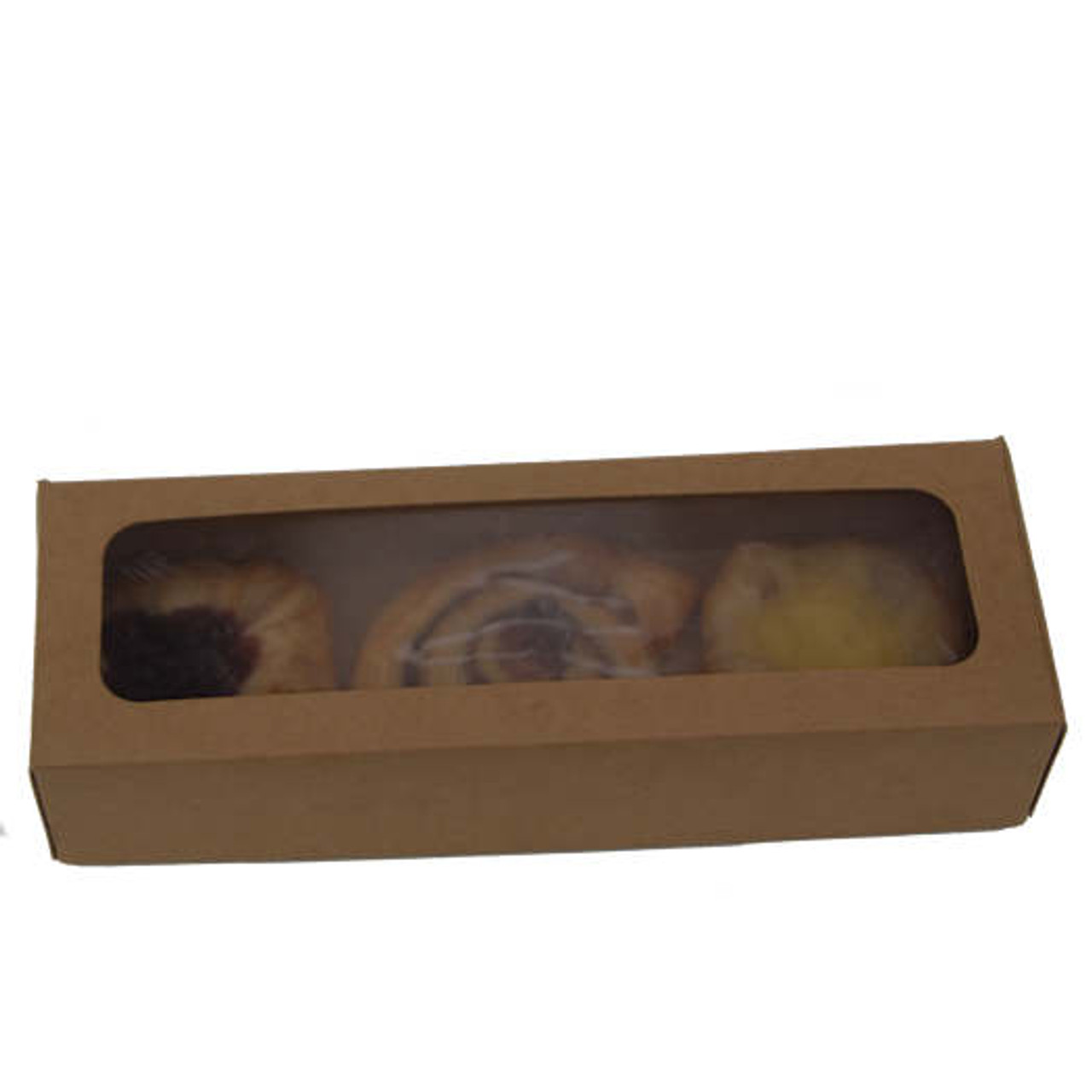 Pack x 25 Cardboard 3 Muffin Kraft Boxes 235 x 80 x 50mm