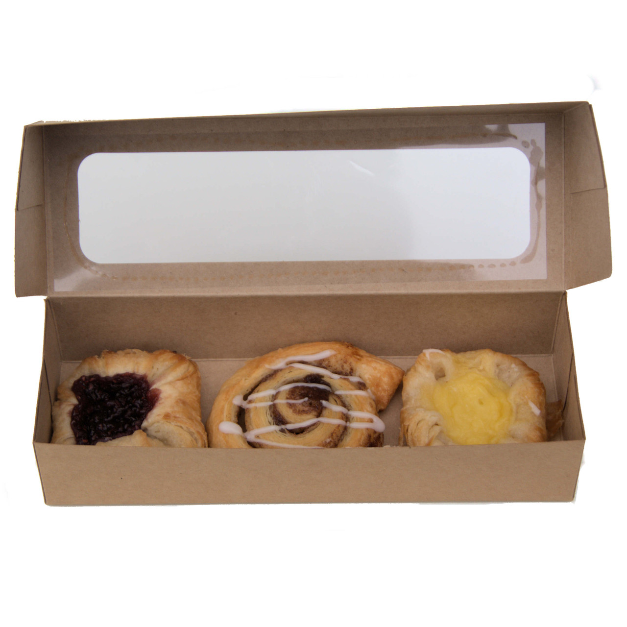 Pack x 50 Cardboard 3 Muffin Kraft Boxes 235 x 80 x 50mm