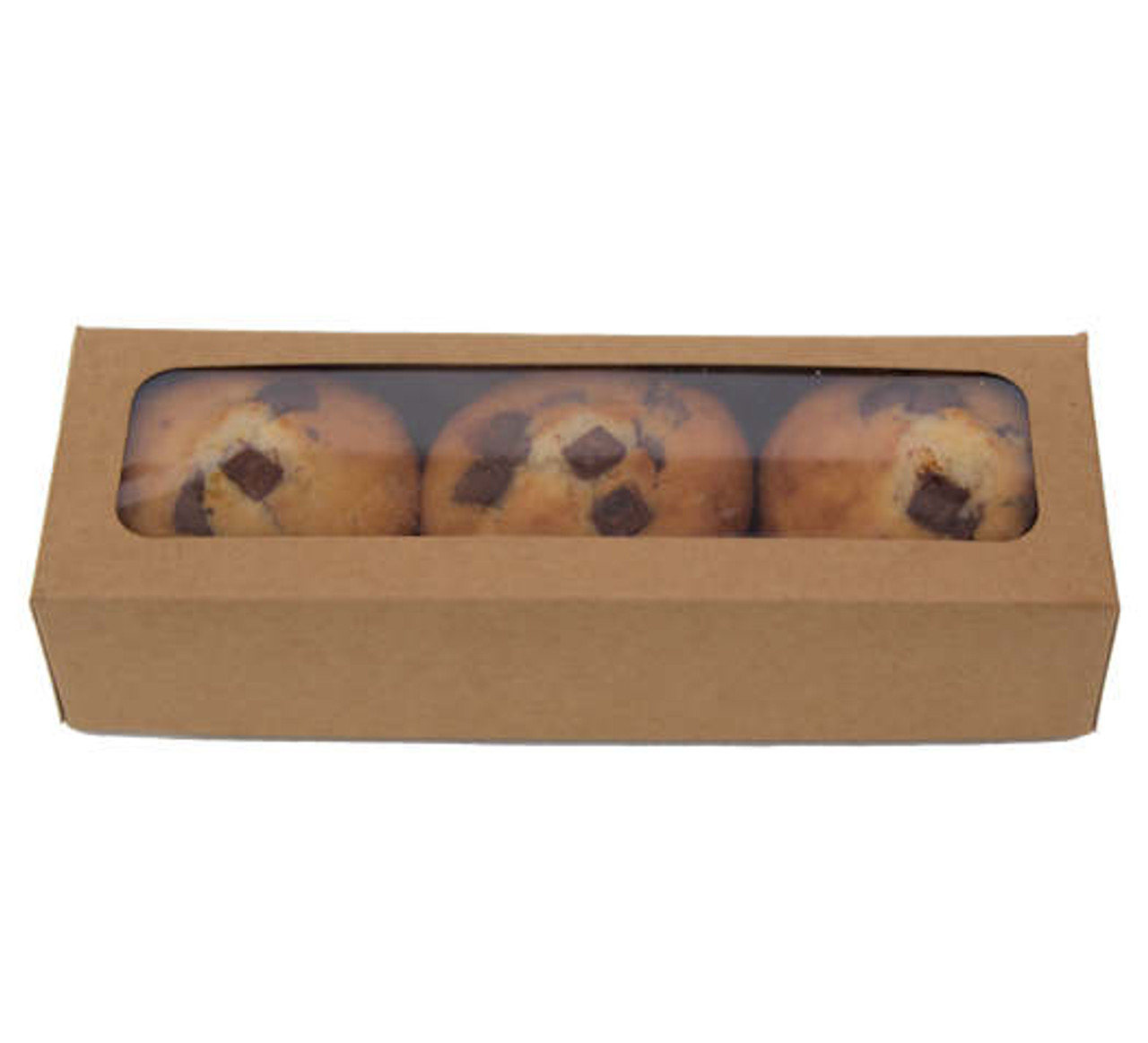 Pack x 250 Cardboard 3 Muffin Kraft Boxes 235 x 80 x 50mm