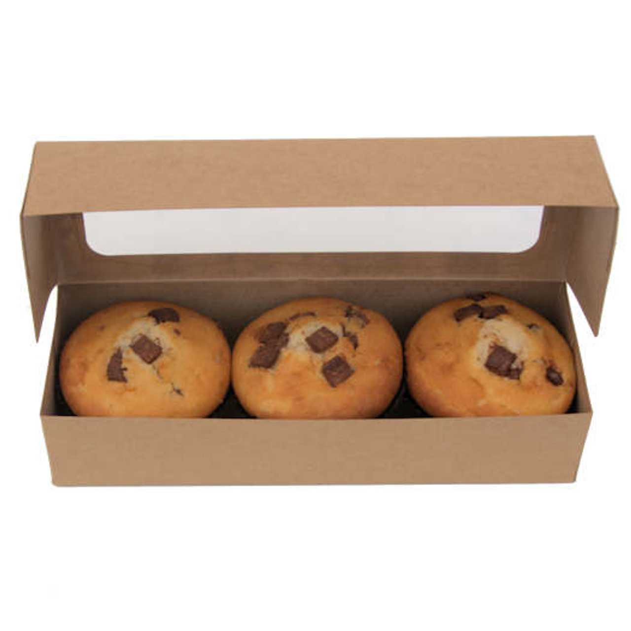Pack x 250 Cardboard 3 Muffin Kraft Boxes 235 x 80 x 50mm