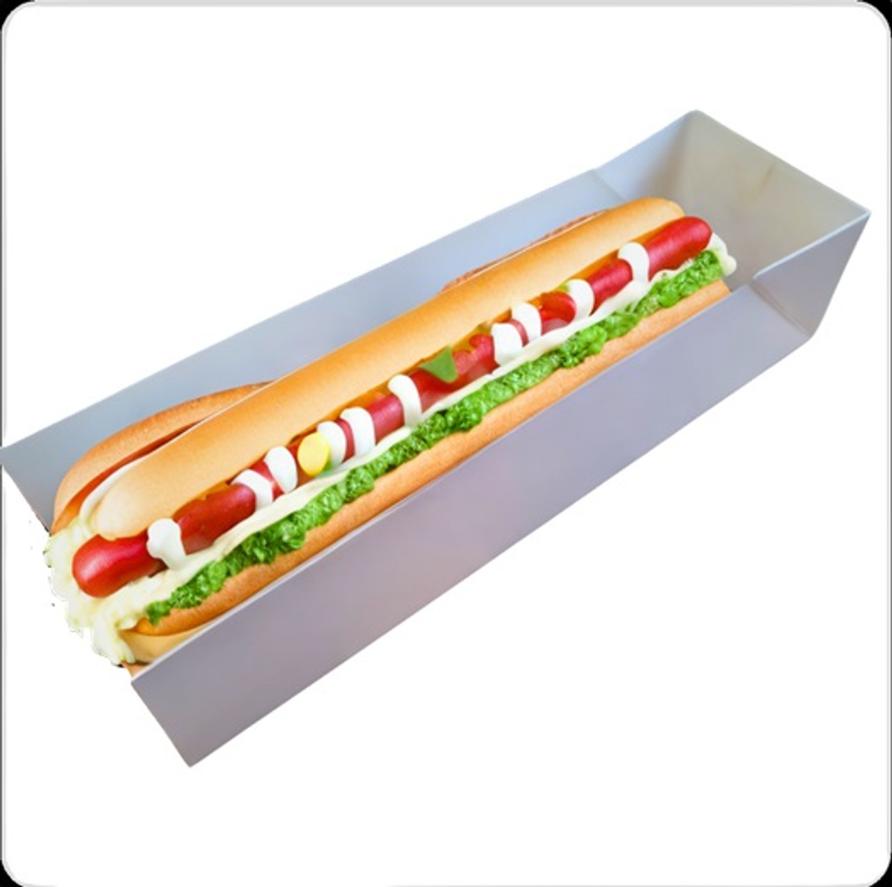 Pack x 50 Jumbo Hot dog or Baguette 9"open ended White tray 