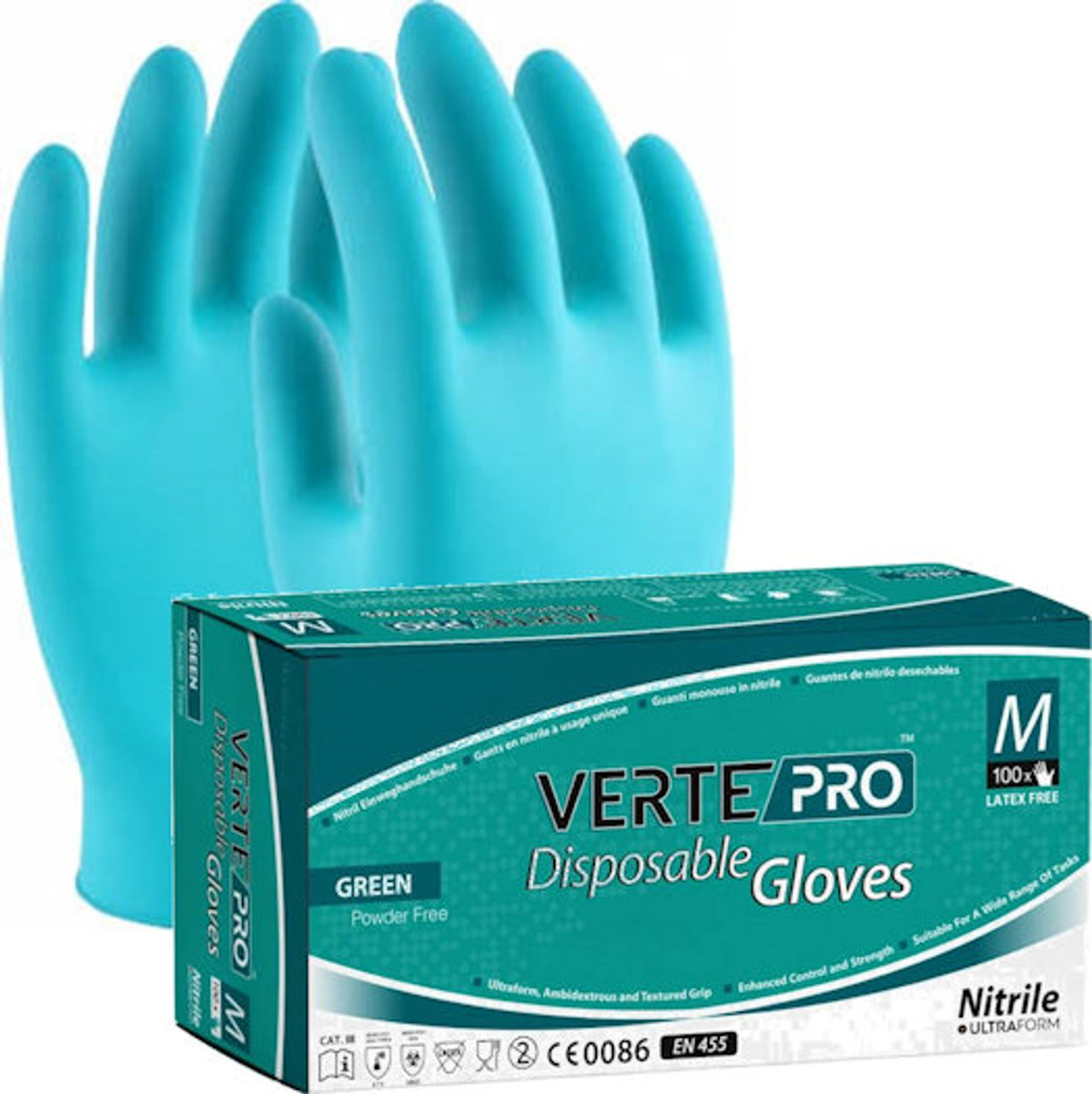 DG-VertePro™ Nitrile Disposable Top Quality Green Gloves ( range of sizes )  - Starlight Packaging