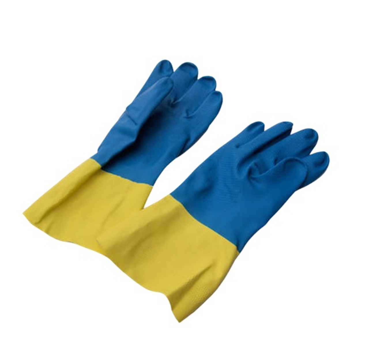 Pair flock lined Blue & Yellow  rubber gloves ( see options )