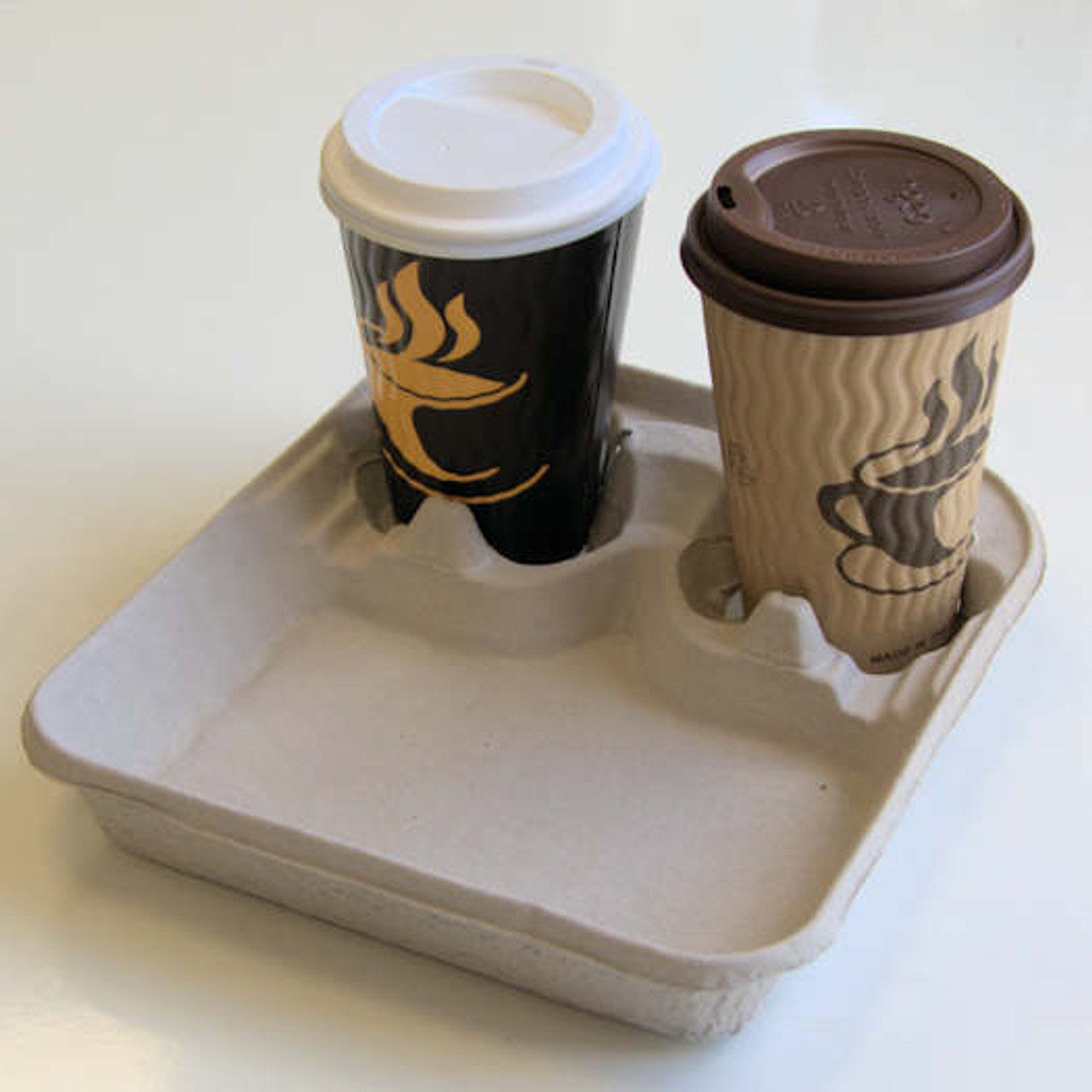 Pack x 50 Disposable MOULDED CARRY TRAY 230 x 210mm with 2 cup holder