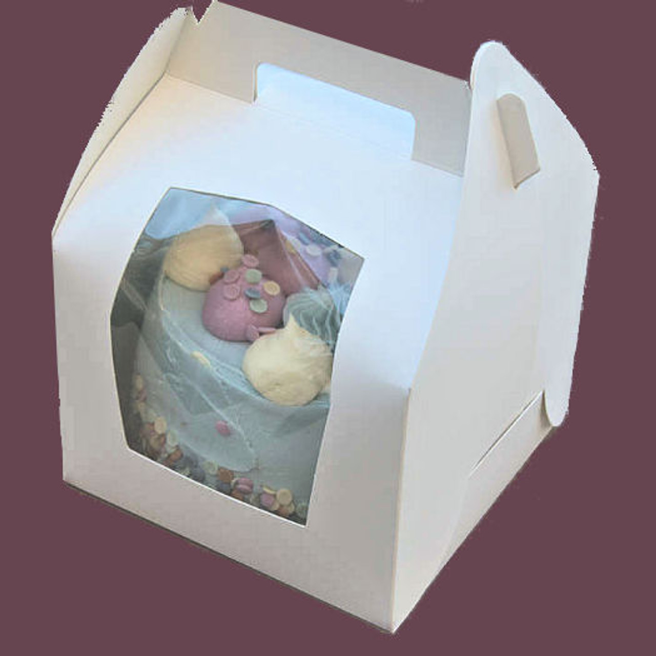 Pack x 30 Gateaux Cardboard White Cake box with window / tray / board