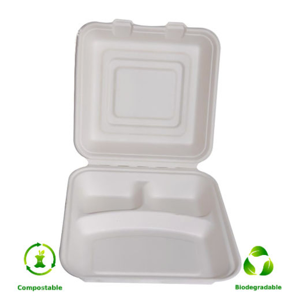 THREE LEAF 5 COMPARTMENT MEAL TRAY WITH LID SET, 200 SETS (8 PACKS