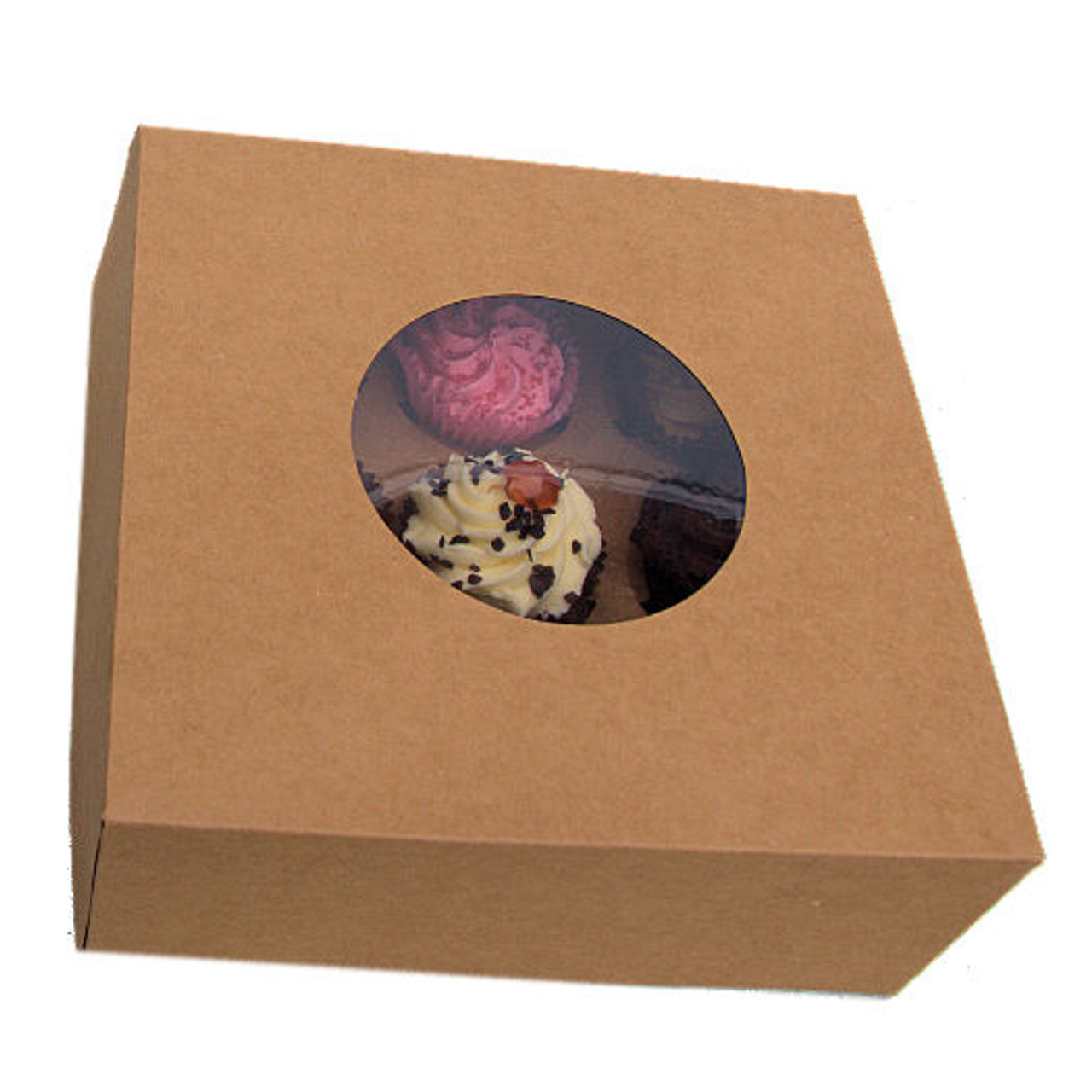 Pack x 5 Kraft Cardboard 9 Cupcake or 20 Mini Cupcake box with window