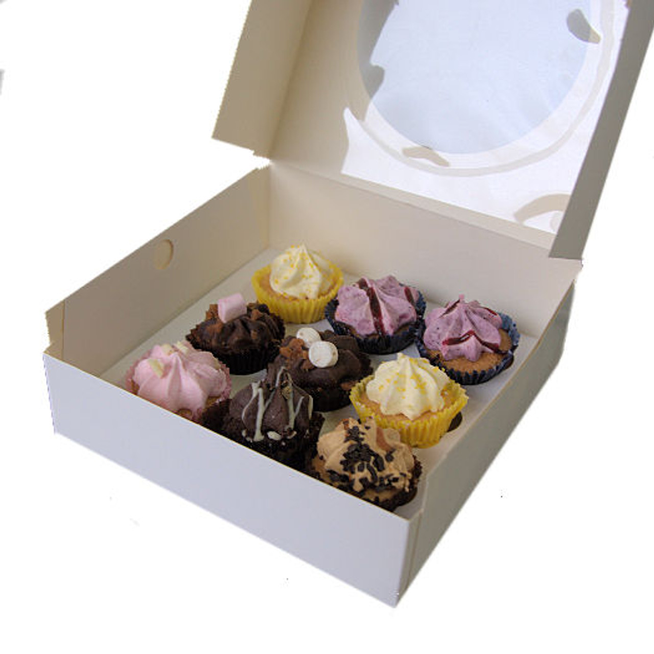 Pack x 50 - 4 Cupcake or 9 Mini Cupcake box with window White