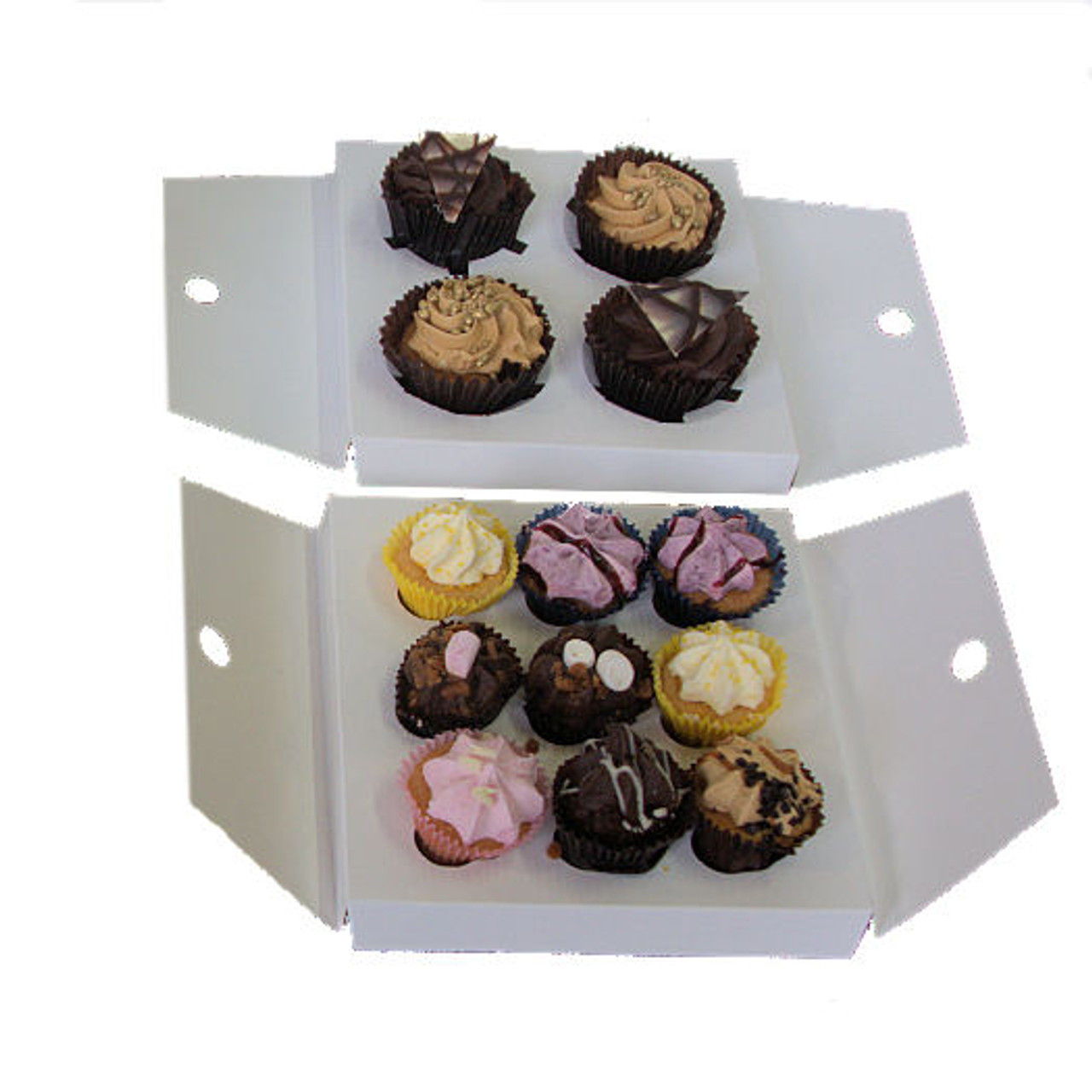 Pack x 100 - 4 Cupcake or 9 Mini Cupcake box with window White